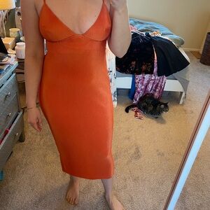 Vibrant Orange Midi Dress